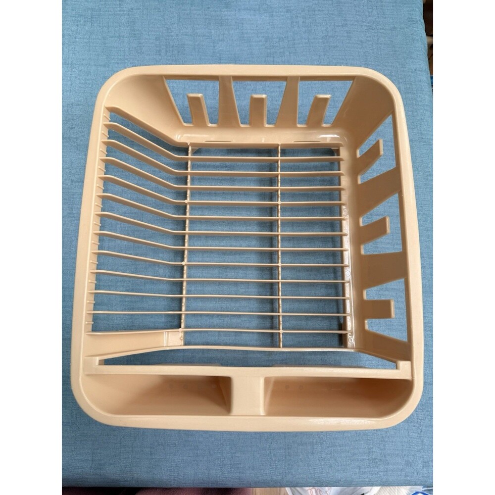 Vintage Rubbermaid Twin Sink Dish Drying Drainer Rack Beige Almond 6049